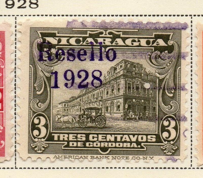 Nicaragua 1928 Early Issue Fine Used 3c. Optd 323657