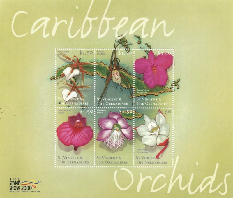 St. Vincent 2000 - SC# 2777 Caribbean Orchids, Flowers - Sheet of 6 Stamps - MNH