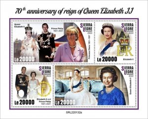 Sierra Leone - 2022 Queen Elizabeth II Reign - 4 Stamp Sheet - SRL220132a