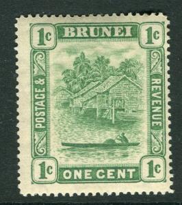 BRUNEI; 1908 early River View issue fine Mint hinged 1c. value