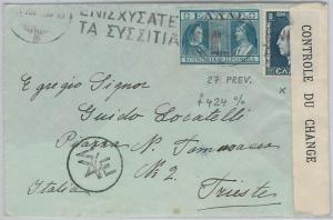 56180 -   GREECE -  POSTAL HISTORY: CENSORED  COVER  to ITALY  1939