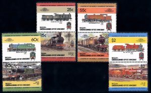 [63548] Bequia Grenadines of St.Vincent 1985 Railway Train Locomotives MNH