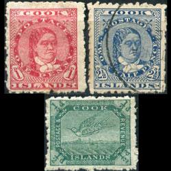 COOK IS. 1902 - Scott# 27-9 Queen and Wrybill Set of 3 Used