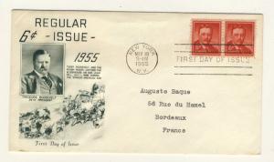 US - 1955 - FDC Scott 1039 - PAIR addressed to FRANCE