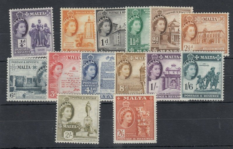 Malta QEII 1956 Set To 2s 6d SG266/279 MNH/MLH JK3936