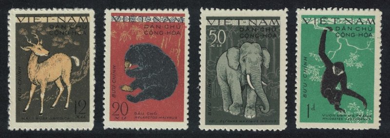 Vietnam Sambar Sun Bear Elephant Gibbon Animals Fauna 4v 1961 MNH