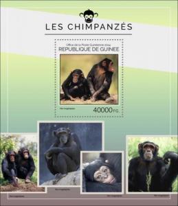 GUINEA 2014 SHEET CHIMPANZEES MONKEYS PRIMATES WILDLIFE