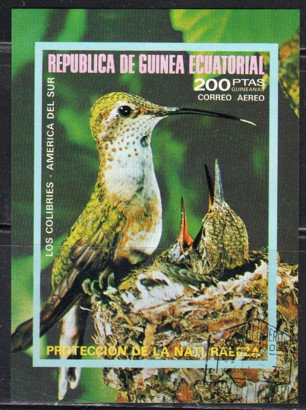 Equatorial Guinea sw719 - Cto - 200p Hummingbirds S/S (1974) (cv $4.35)