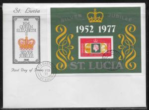 St. Lucia 418 25th Queen Elizabeth Coronation s.s. Unaddressed FDC