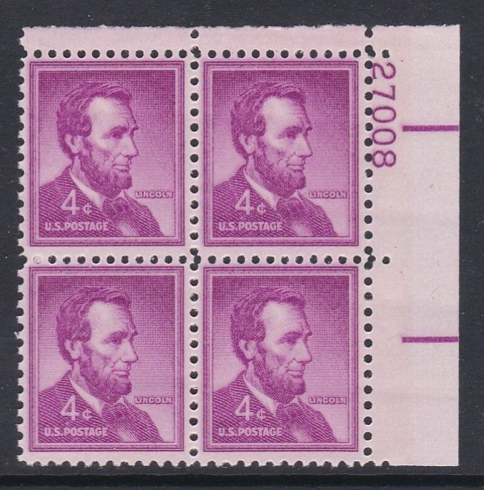 1036 Abraham Lincoln Plate Block MNH