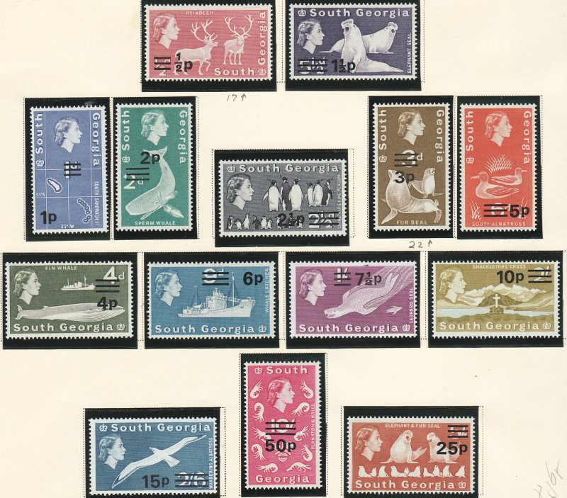 1971-1972 South Georgia MNH Penguins, Whales, Seals O/P complete set Sc# 17 / 30