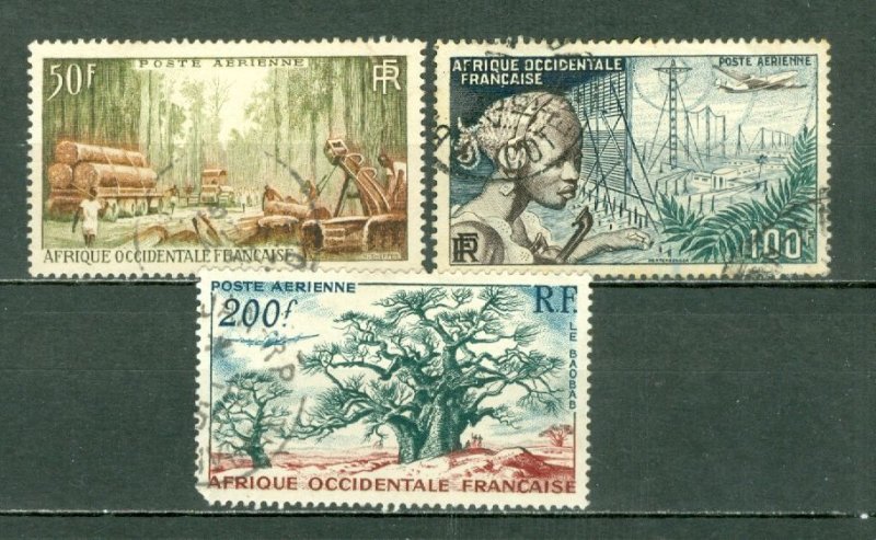 FRENCH WEST AFRICA 1954 AIR #C18-C20  SET USED...$4.75