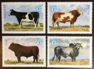 ZAMBIA - 1987 WORLD FOOD DAY / PET FARM ANIMALS - 4V - MINT NH