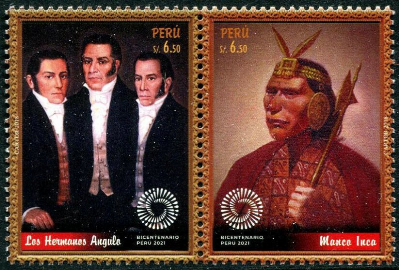 HERRICKSTAMP NEW ISSUES PERU Sc.# 1984 Bicentenary Setenant Pair