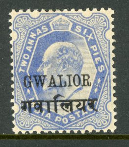 British India 1905 Gwalior KEVII 2a6p Ultra Scott #39 Mint E149