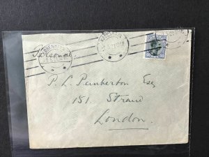 Denmark 1921 to England   multi stamps cover Ref R28317