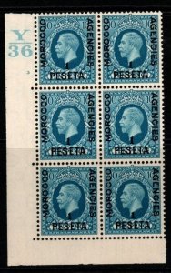 MOROCCO AGENCIES SG159 1937 1p on 10d TRUQUOISE-BLUE CONTROL Y36 BLK 6 MTD MINT