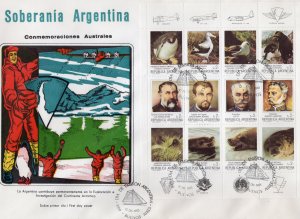 Argentina 1983 Sc#1456 F.D.C.  ANTARCTIC-BIRDS-MARINE LIFE Sheetlet (12 values)