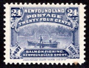 62, NSSC, Newfoundland, 24c, Salmon Fishing, MLHOG, F/VF, Scott 71 Postage ...