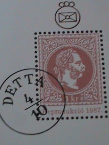 ​HUNGARY-KING FRANZ JOSEF I PROOF S/S SHEETVF 40TH STAMP SHOW-FANCY CANCEL