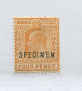 Bahamas KEVII 4d overprinted SPECIMEN mint o.g. hinged