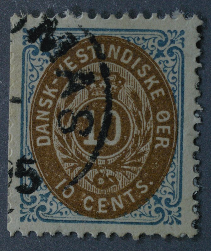 Danish West Indies #10 Used VF Inverted Frame Good Color HRM