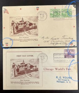 728-729 Two Unknown Cachets 1933 Century of Progress FDC   P-49