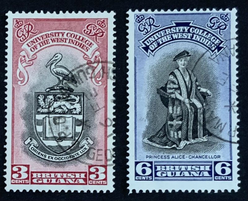 BRITISH GUIANA 1951 UNIVERSITIES SET SG328/9 FINE USED