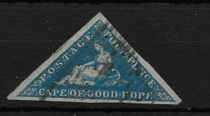 CAPE OF GOOD HOPE SG6a 1855 4d BLUE USED 