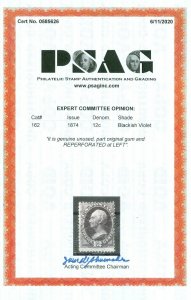 EDW1949SELL : USA 1874 Scott #162 Mint, part OG. Deep color. PSAG Cert Cat $2400