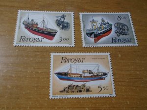 Boats : Faroe Islands  #  158-60  MNH