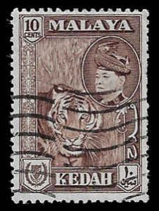 Malaya (Kedah) #88 Used LH; 10c Tiger (1957)