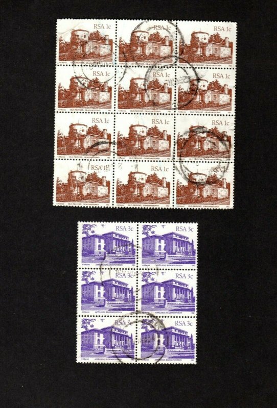 South Africa 2 diff large used blocks of stamps