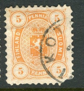 FINLAND; 1875-81 classic Helsingfors print issue fine used Shade of 5p.