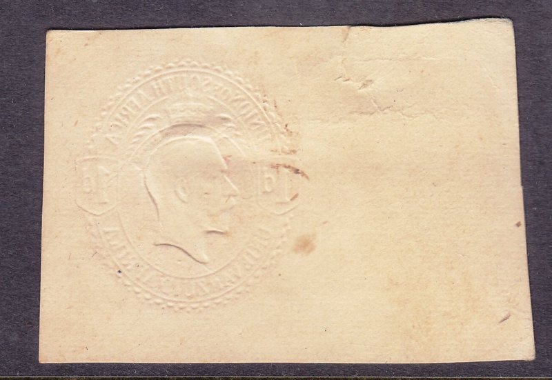 Union of South Africa - KGV -Embossed stamp and a 1d on piece-Crisp cancellation