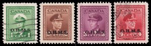 Canada Scott O1-O4  (1949-50) Mint/Used H F-VF, CV $15.75 M