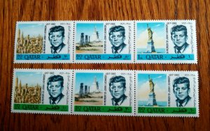 VERY RARE QATAR 1966 “KENNEDY COMMEMRATION” STAMPS MNH COMPLETE SET WITH HIGH VA