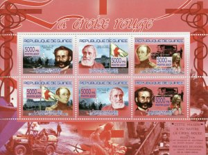 Guinea Red Cross Stamps 2007 MNH Medical Henry Dunant Gustave Moyner 6v M/S