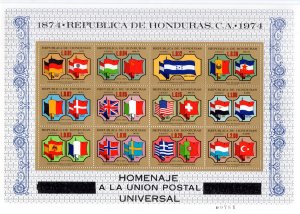 Honduras 1975 Sc#C574  UPU Centennial S/S (12) Flags MNH