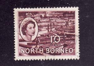 North Borneo-Sc#267-used-10c vio brn QEII-1954-7-