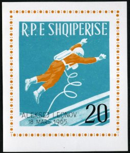 Albania #820, 1965 1st Man Walking in Space, imperf. souvenir sheet, never hi...