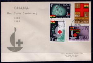 Ghana 139-142 Red Cross Typed FDC