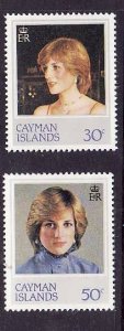 Cayman Is.-Sc#487,489- id2-unused NH 1/2 set-Princess Diana-1982-