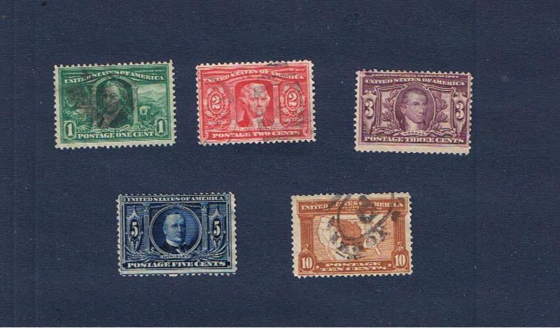 #323-327 F-VF used  Louisiana Purchase Issue