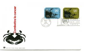 UN 207-08 Fight Cancer  combination Official Geneva Cachet, FDC