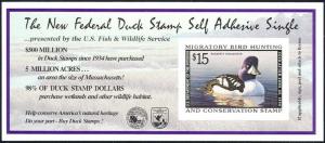 RW65A, Barrow's Goldeneye DUCK Stamp Self-Adhesive Pane - Stuart Katz 