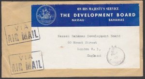 BAHAMAS c1950s OHMS parcel label PAID AT BAHAMAS Crowned circle.............T132