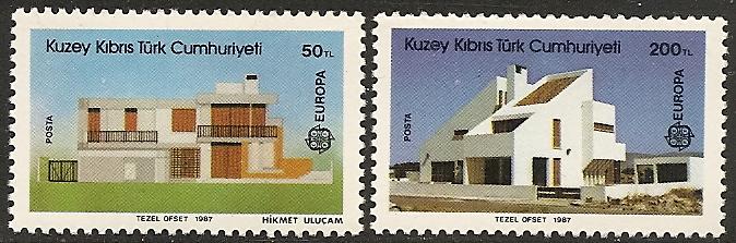 Turkey-Cyprus 204-5 MNH 1987 Europs-Modern Architecture