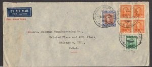 1950 New Zealand Christchurch postal history, Air Mail commercial cover