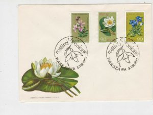 Poland 1962 Protected Plants WaterLily Picture Slogan FDC Stamps Cover Ref 25081